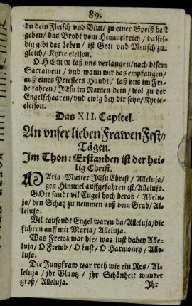 Das XII. Capitel. An unser lieben Frawen Fest-Tägen.