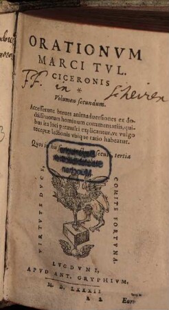 M. Tvl. Ciceronis Orationvm Volvmen ..., 2