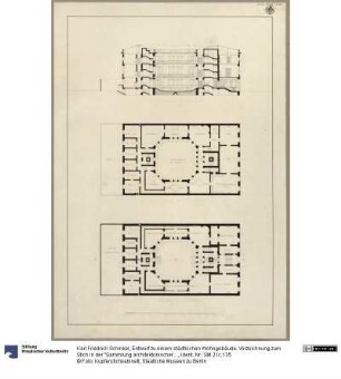 Entwurf zu einem städtischen Wohngebäude. Vorzeichnung zum Stich in der "Sammlung architektonischer Entwürfe", Heft 9, Tafel 59, 1826