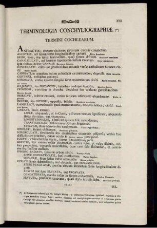 Terminologia Conchyliographiæ. Termini Cochlearum.