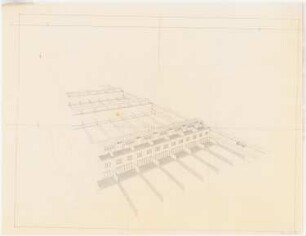 Aufgabe Stadterweiterung, Sommersemester 1932: Reihenhäuser: Perspektivische Ansicht (Vogelschau)