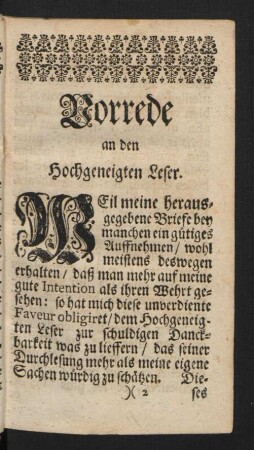 Vorrede an den hochgeneigten Leser.