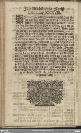 Joh. Arnds wahr. Christ. Libr. I. cap. XXXVIII