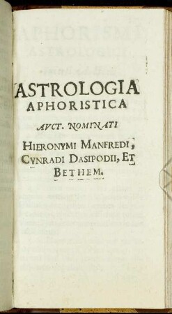 Astrologia Aphoristica.