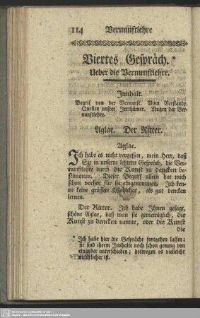 Viertes Gespräch. Über die Vernunftlehre