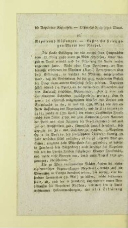 16. Napoleons Rüstung. - Oestreichs Krieg gegen Murat von Neapel