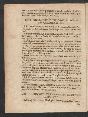 Libri Theologici Theologorum Religionis Reformatae.