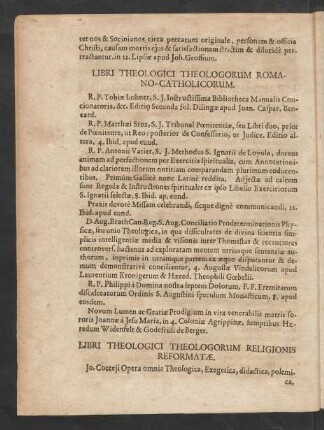 Libri Theologici Theologorum Religionis Reformatae.