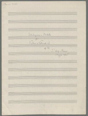 Introduzione e balletto, vl, vlc, op.35 - BSB Mus.ms. 23181 : Introduzione e Balletto // per // Violino e Violoncello soli // op. 34 // E. Wolf-Ferrari // Maggio 1946