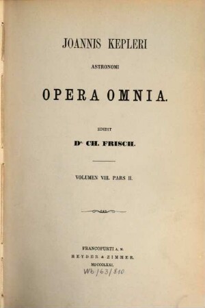 Joannis Kepleri astronomi opera omnia, 8,2