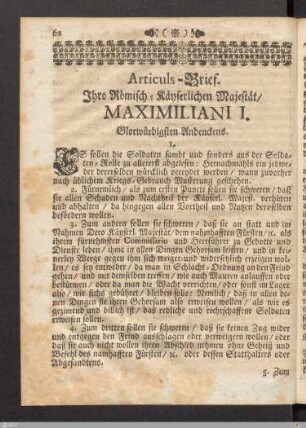 Articuls-Brief Maximiliani Primi.