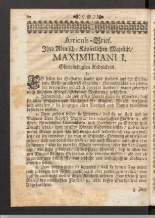 Articuls-Brief Maximiliani Primi.