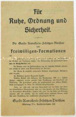 Aufruf zur Meldung als Zeitfreiwilliger bei der Garde-Kavallerie-Schützen-Division