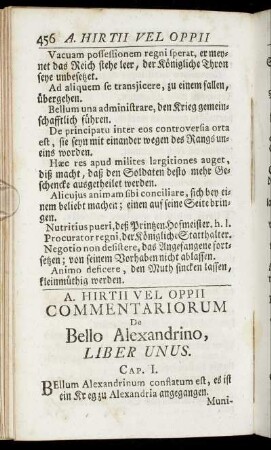 A. Hirtii Vel Oppii Commentariorum De Bello Alexandrino, Liber Unus. /Cap.I. - Cap.LXXVIII.