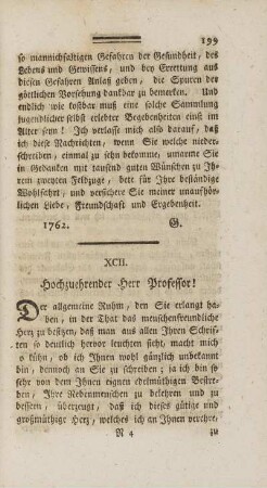 XCII. Hochzuehrender Herr Professor!