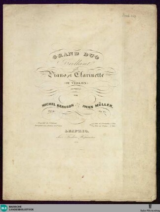 Grand duo brillant : pour piano et clarinette (ou violon)