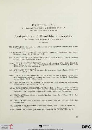 Antiquitäten / Gemälde / Graphik aus verschiedenem Besitz (Nr. 558-607)