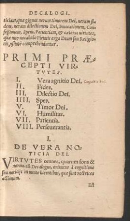 Primi Praecepti Virtutes.
