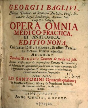 Opera omnia Medico-Practica et Anatomica