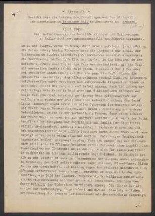 Kriegschronik der ev. Kirchengemeinde Owen-Brucken (Dek. Kirchheim/Teck), verfasst von Pfarrer Julius Kletschke.