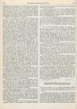 844-845 [Rezension] Pettazzoni, Raffaele, Essays on the history of religions