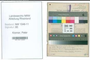 Entnazifizierung Peter Kremer , geb. 06.08.1892 (Kaufmaennischer Angestellter)
