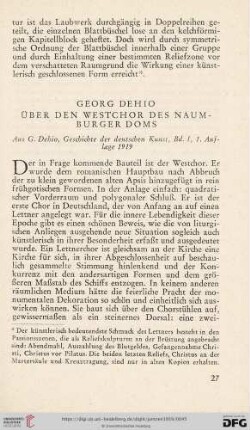 Georg Dehio. Über den Westchor des Naumburger Doms