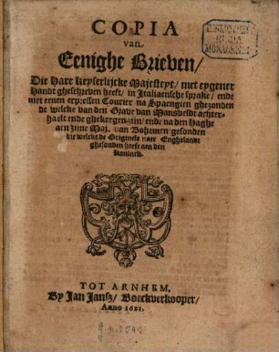 Copia van Eenighe Brieven