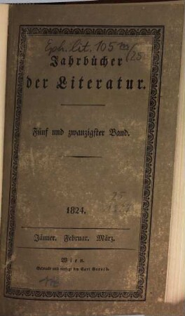 Jahrbücher der Literatur. 25, 25. 1824