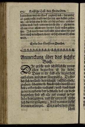 Anmerckung über das sechste Buch.