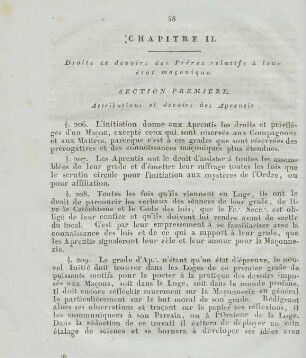 Chapitre II. Droits et devoirs des Frères relatifs à leur état maconique.