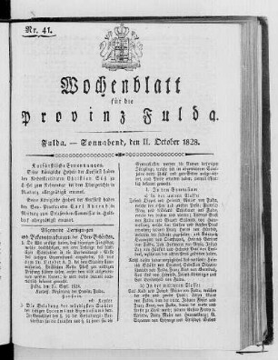 Nr. 41, Ausgabe vom 11. Oktober 1828