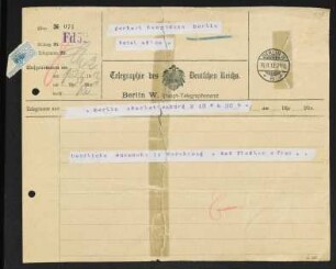 Brief von Max Fiedler an Gerhart Hauptmann