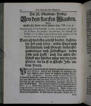 Die III. Glaubens-Predig/ Von dem starcken Glauben.