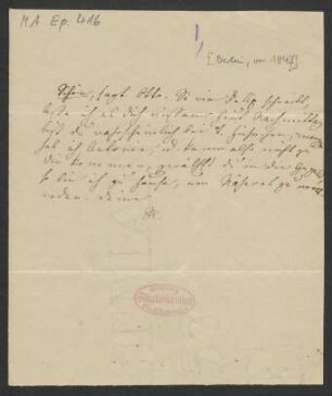 Brief an Albertine Mendelssohn-Bartholdy : o.D.