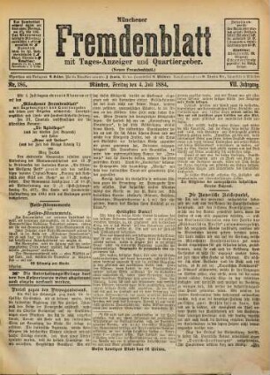 Münchener Fremdenblatt : mit Tagesanzeiger und Quartiergeber. 1884,7/9 = Jg. 7