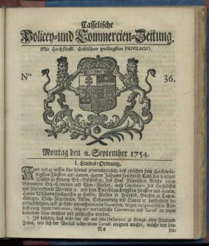 Nro. 36, Montag den 2. September 1754