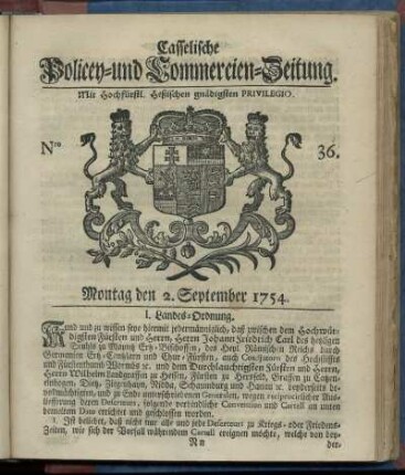 Nro. 36, Montag den 2. September 1754