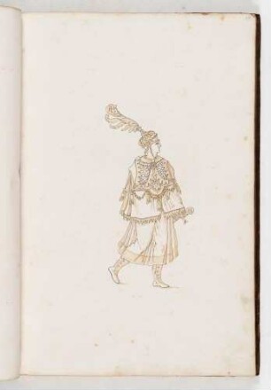 Mann mit einem Mantel, in: Equestrium statuarum [...] formae [...] artificiosissime pictis, Bl. 19