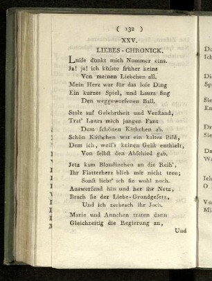 XXV. Liebes-Chronick.