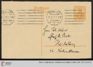 Karte von Aby Moritz Warburg an Franz Boll