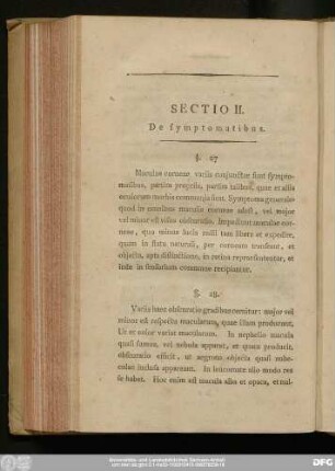 Sectio II. De symptomatibus.