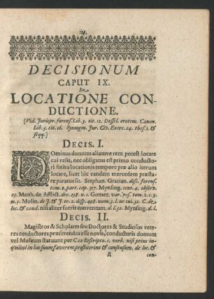 Decisionum Caput IX. De Locatione Conductione.