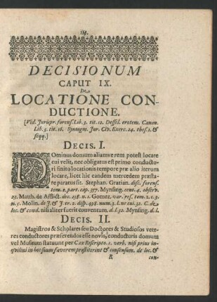 Decisionum Caput IX. De Locatione Conductione.