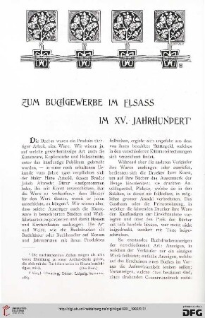 Zum Buchgewerbe im Elsass im XV. Jahrhundert
