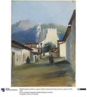 Straße in Jalapa mit Blick auf die Kirche San Francisco