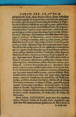 Iosephi Pamphili Chronica ordinis Fratrum Eremitarum S. Augustini