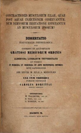 Contractiones musculorum illae, quae post aquae injectionem observantur, num nervorum irritatione efficiantur an musculorum ipsorum? : Diss. inaug. physiologica