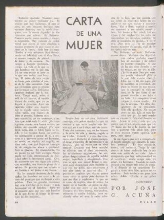 Carta de una mujer : [Cuento]