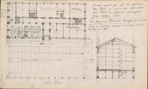 Universitätsbibliothek, Greifswald: Grundrisse, Schnitt (aus: Skizzenalbum 3)